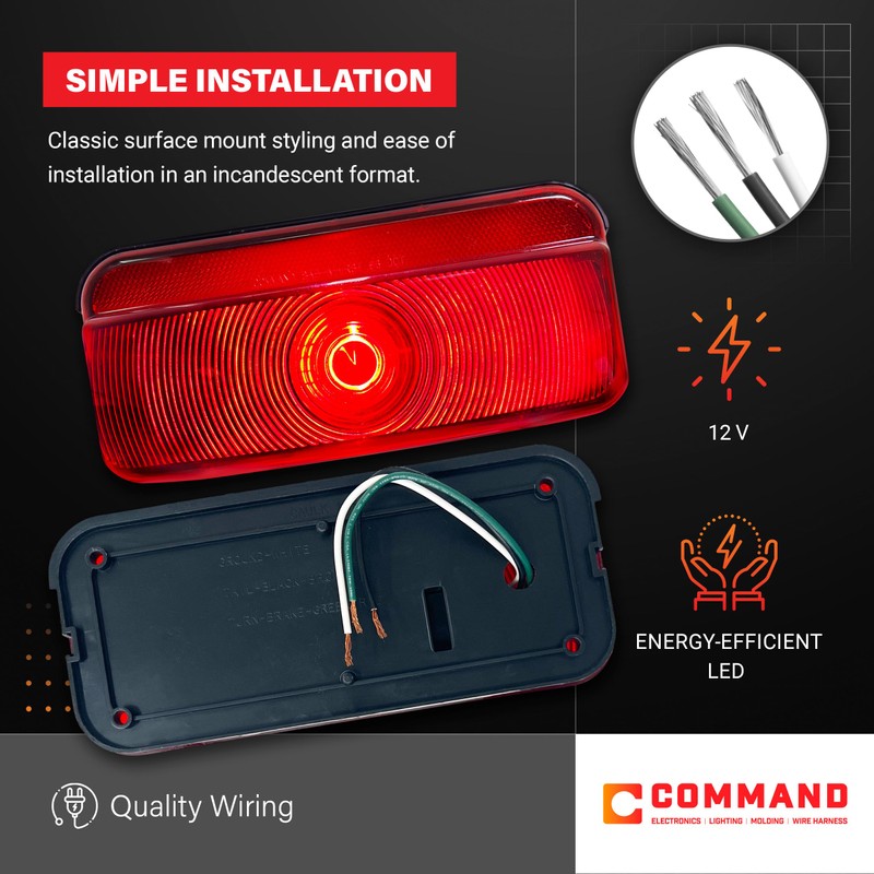Command Electronics OEM 12V Incandescent RV & Trailer Tail Light