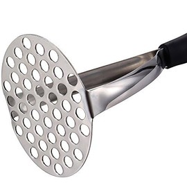 Joyoldelf Potato Masher Vegetable Masher Made of Stainless Steel – Potato Peeler Potato Press for Sensitive Potato Mud with Rubberised Handle