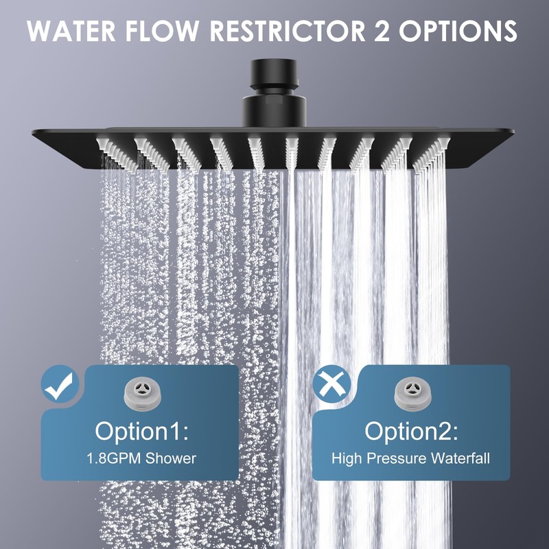 KINLIV 8 Inch Rain Shower Head Matte Black - All