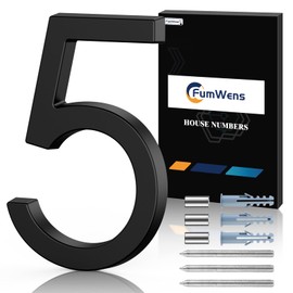 FumWens 6 Inch Floating House Numbers for Outside, Metal Address Numbers for Outdoor, Anti-Rust Modern House Numbers with Nail Kits for Front Door Garden Mailbox, Zinc Alloy Black, 911 Visibility