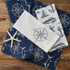 Park Designs Split P Cream Captain's Quarters Dishtowel Set of 2