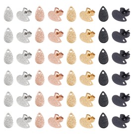 UNICRAFTALE 80 Pieces 4 Colours 304 Stainless Steel DIY Stud Earrings Textured Drop Stud Earrings DIY Accessories for Earrings Metal Earrings DIY Set Drop Earring Hooks Studs for Jewellery Making