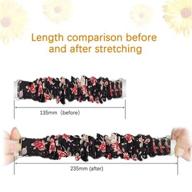 Compatible with CMF Watch Pro 2 Band, Fabric Elastic Scrunchie Elastic Watch Band Women Cute Replacement Straps Compatible for CMF Watch Pro, Watch Pro 2 Smartwatch (22mm size band, 2 Pack-Black+Black Flower)