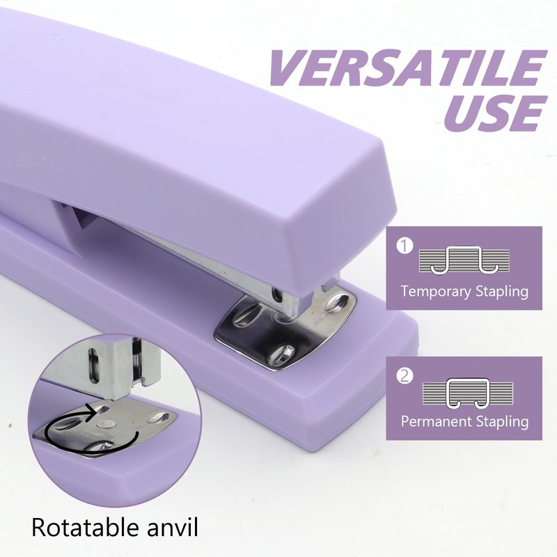 2 Pack Purple Office Staplers, 25-Sheet Capacity with 4000 Staples