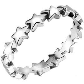 Stainless Steel Star Shaped Stackable Wedding Engagement Promise Statement Band Ring (9.5)