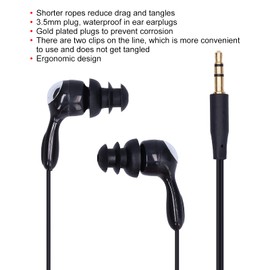IPX8 Wasserdichte In-Ear-Kopfhörer 3,5 Mm / 0,14 Zoll Sportaktivitäten Kopfhörer 40 Cm / 15,7 Zoll Kopfhörer-Linie mit 2 Stück Ersetzen Sie Ohrstöpsel Zum Schwimmen, Surfen, Laufen, (Schwarz LR063682)