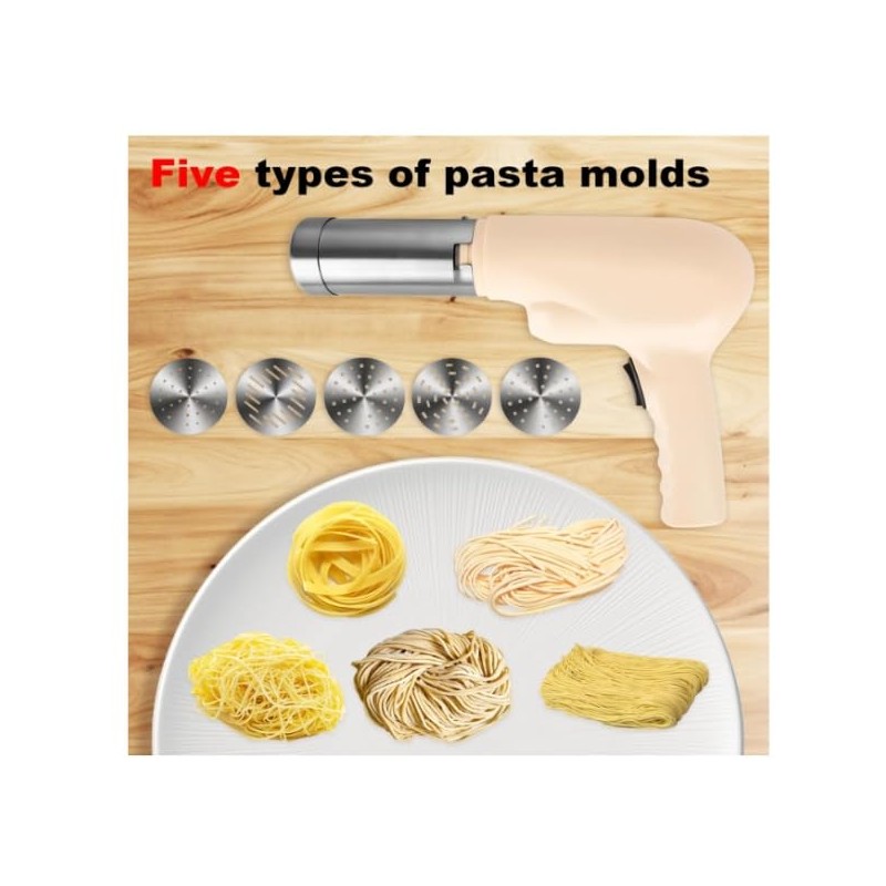 Electric Pasta Maker Machine, Cordless Noodle Maker with 5 Shape