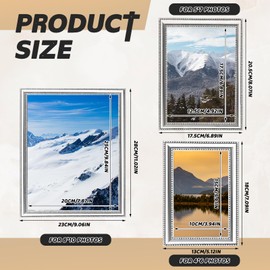 Wonderjune 3 Pack Silver Metal Picture Frame Set - 4x6 5x7 8x10 with Real Glass for Tabletop & Wall Decor - Elegant Gallery Frames for Family, Office & Gifts