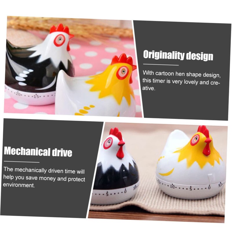 iplusmile 2pcs Cartoon Hen Timer for Cooking and Baking Mechanical