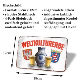 Weltkulturerbe Apfelwein Ebbelwoin - Metal Sign with Cord and Suction Cup - Sign for Ted Wine Drinkers - Decoration for Kitchen Local Restaurant Restaurant Restaurant Ebbelwei Pub Ostrich Economy - 18