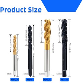 Vleant Spiral Flute Threading Tap – HSS6542 Titanium Plated and Nitriding Coated, Spiral Point Tap for Machine Screw, 4-Piece Set (M4x0.7, M6x1, 2x M8x1.25)