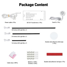 CUBITOR LED Recessed Lighting Kit,6 Pack Self-Adhesive COB LED Light Bar, Cold White 6000K, with Touching Switch, for Wood Slat Wall Panels,Headboards,Stairs,Home Decor,Under Cabinet Strip Light