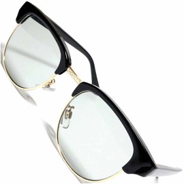 Berkut 1040102 Fully Modeled Date Glasses, Sunglasses, Colored Round, Lightweight, Fatigue-Resistant, Eye-friendly Lenses, Black Gold × Large Gray