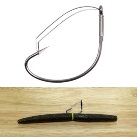 50pcs 37753 Wacky Weedless Worm Fishing Hooks Wide Gap Jig Hook with 304 Stainless Steel Wire Weed Guard for Wacky Style 4