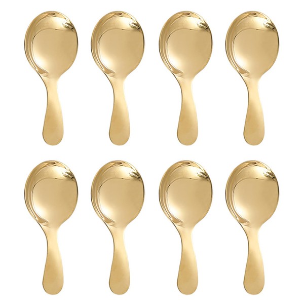 YO-yiHHG 8PCS Short Handle Spoons, Stainless Steel Mini Ice Cream