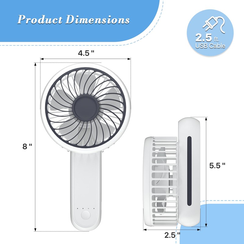 Athena Collection Small Portable Handheld Fan, Mini Personal Pocket Fan