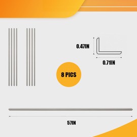 OUZUGIE 8-Pack 57 Inches, WPC Slat Wall Panel Trim,Corner Guard for Low Grille (Metallic Silver)