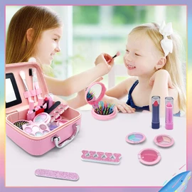 UOUOU Maquillaje para NiñasJuguetes de Maquillaje Lavables para niñas, Kit de Maquillaje para niñas Sirena, Kit de Maleta de Maquillaje simulado Princesa Regalo de Navidad y cumpleaños