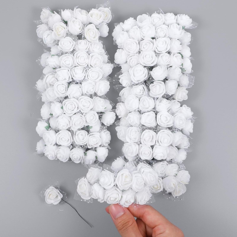 144 Pcs Artificial Flowers, White Roses Fake Rose