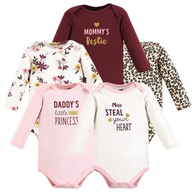 Hudson Baby Unisex Baby Cotton Long-Sleeve Bodysuits Steal Your Heart, 6-9 Months