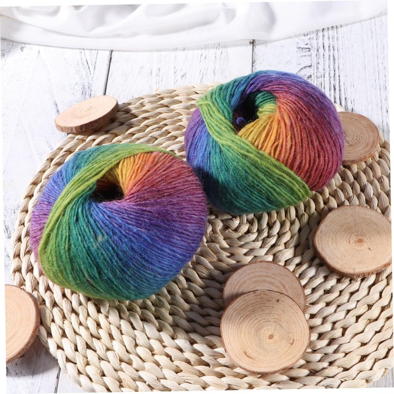 Tofficu 2pcs Knitting Yarn Wool Super Chunky Rainbow Yarn for