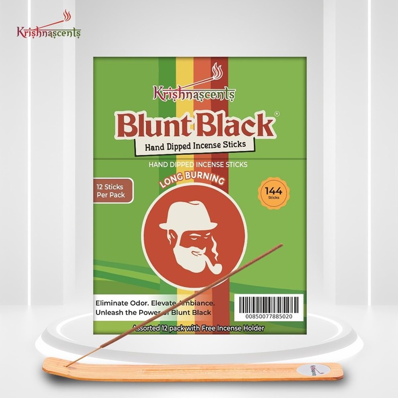 Blunt Black Hand-Dipped Incense Sticks - Premium 144-Pack | 12