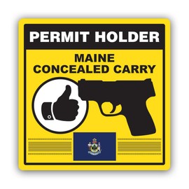 Yellow Maine Concealed Carry Permit Holder CCW Sticker for Water Bottle Phone Tumbler Hard hat - Twelve Pack