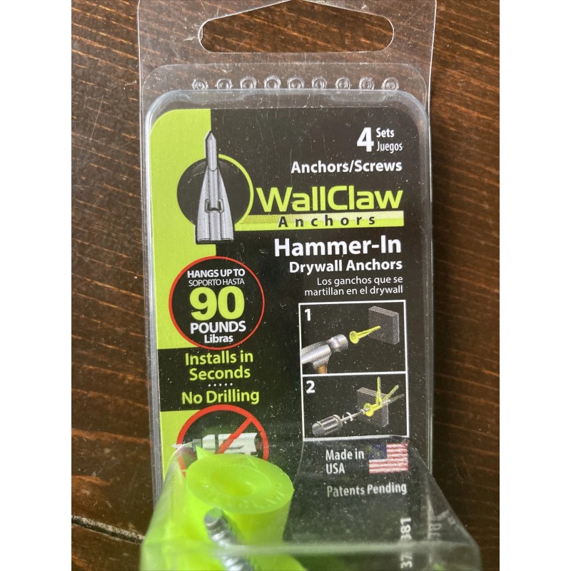 WallClaw Drywall Anchors with Screws 4 Sets No Drilling #376381