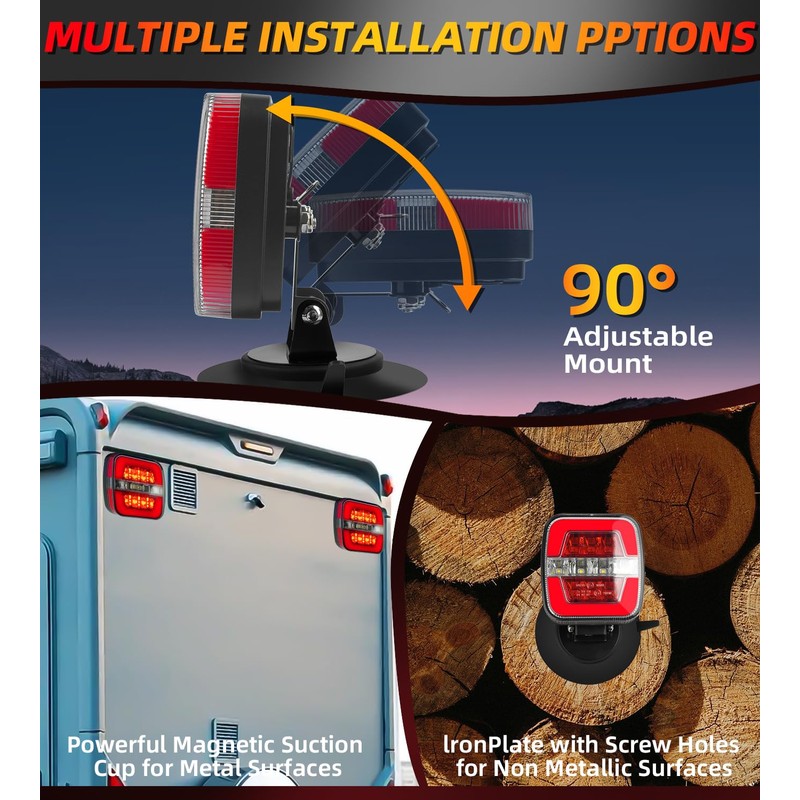 Upgraded Wireless Trailer Lights Magnetic, Rechargeable Tow Light Kit with