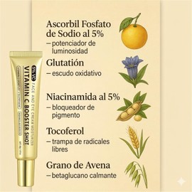 Vitamina C Booster Shot Serum Iluminador, Crema Esencial con Vitamina C, Tónico Hidratante, Mejora el Tono y Suavidad de la Piel, Reduce Arrugas (2 PCS) Diseño práctico
