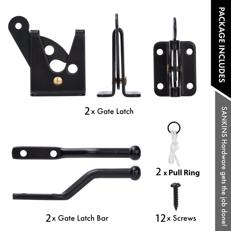 SANKINS 2 Pcs Self Locking Heavy Duty Gate Latch Automatic