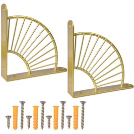 Chstarina Shelf Bracket, Heavy Duty Fan-Shaped, Shelf Bracket, Heavy Duty Bracket, Shelf Bracket, Angle Shelf, Wall Shelf Brackets for Wall Mounting, Kitchen Wall Shelf (Golden)