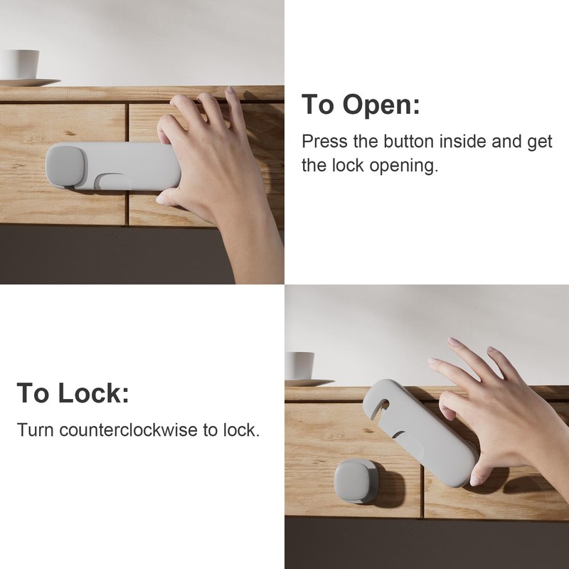 Child Proof Cabinet Locks,Adhesive Refrigerator Lock Baby Proofing,Multi-Use No Drilling