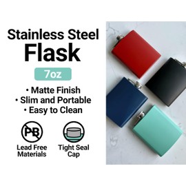 R and R Imports Destin Florida Ocean Days Design Souvenir 7 oz Steel Flask Matte Finish Black 2-Pack