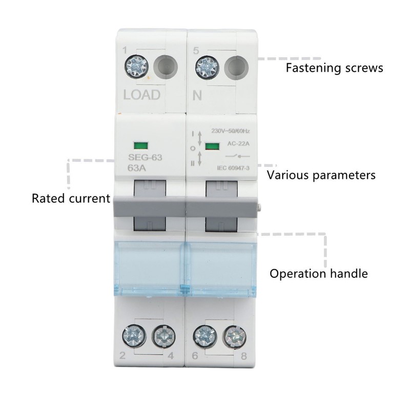 DC Isolator Switch 230V 63A 2P Dual Power Disconnect Switch