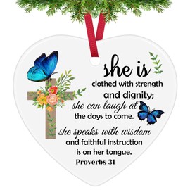 Christian Christmas Ornaments Christian Gifts for Women Bible Verses Ceramic Ornament Inspirational Gift for Girls Daughter Friends Sisters Cousin Coworker Baptism Faith Gifts Spiritual Religious Gift