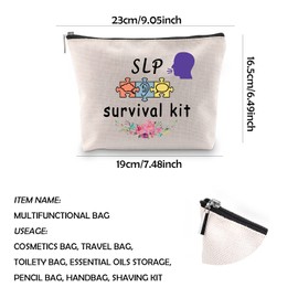 WCGXKO SLP Survival Kit Speech Therapist Gift Zipper Pouch Makeup Bag for Speech Language Pathologist (SLP Survival)