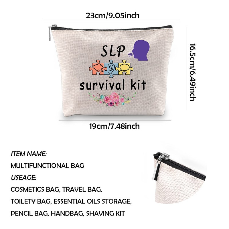 WCGXKO SLP Survival Kit Speech Therapist Gift Zipper Pouch Makeup