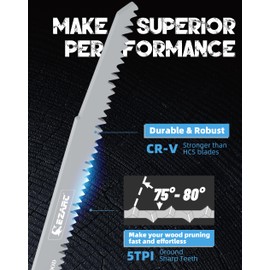 EZARC 12 Pieces Wood Pruning Reciprocating Saw Blade Set, Saw Blades for Tree Pruning, Wet Wood Cutting with Organizer Box, Durable & Sharp