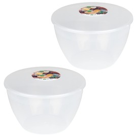 3 Pint Pudding Basin and Lid Pack of 2 Plastic Pudding Basins 1.7lt (3pt) Large Size Food Safe Steaming Bowls Clear