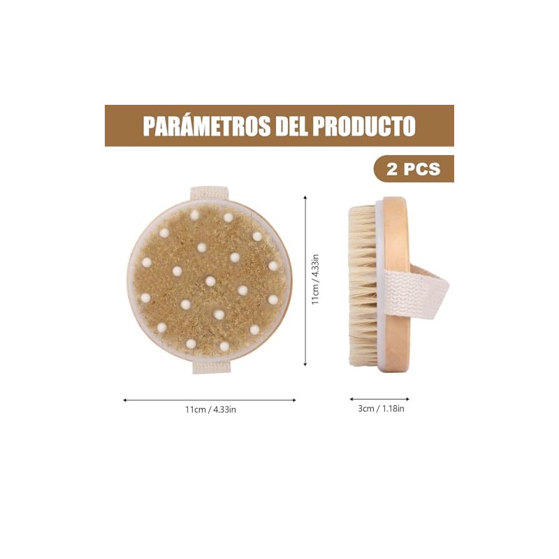 2 PCS Cepillo para Cuerpo, Cepillo corporal de madera con