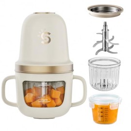 SosekiBaby Solo Baby Food Maker,Mini Food Processor Set,316 Stainless Steel Blades,10oz Glass Baby Puree Blender for Fruit, Vegatable & Meat,2-Speed C
