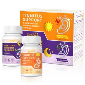 Deepure Tinnitus Auditory Support Capsules-Day & Night Formula with Magnesium Ginkgo and Ashwagandha for Focus,Sleep,Inner Ear Comfort Promote Quieter Mental Clarity Non-GMO Vegan Formula 60 Count