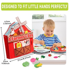 EggSun Busy Board for 1 2 3 4 Year Old,Farm Animals Quiet Busy Book for Toddlers,Montessori Toys Educational Felt Learning Activity Books,Airplane Car Travel for Boys and Girls Birthday Gifts