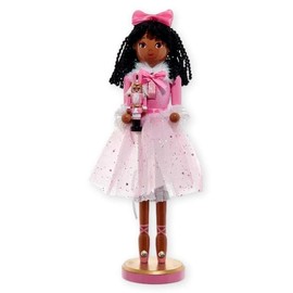 The Bridge Collection 12" African American Clara Nutcracker - Pink Glittery Dress - Holding Nutcracker Doll - Christmas Holiday Nutcracker Ballet Figurine