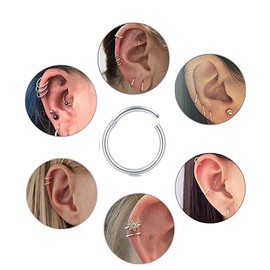 MODRSA Nose Rings Hinged Clicker Nose Piercing Stainless Steel Diamond CZ Nostril Jewellery Nose Hoop Rings Black