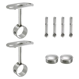 sourcing map 2 Pcs Ceiling Mount Bracket, Wardrobe Pipe Bracket, 1.26 Inch Dia, Shower Curtain Closet Wardrobe Rod Lever Support Holder Pipe Flange Socket 3.93 Inch Height