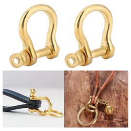2 Set Anchor Shackles Pure Brass U-Type Chain Shackle Screw Pin Bow Shackle Key Ring Hook Golden Connection Buckle