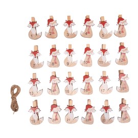 Rayher Advent Numbers Fox 1-24, FSC 100%, 2.5 x 4.8 cm, Clips and Cord, Individually Packed 1 Set, 46760000