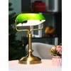 LOFOB Traditional Banker's Desk Lamp with Glass Shade,Pull Chain Switch,